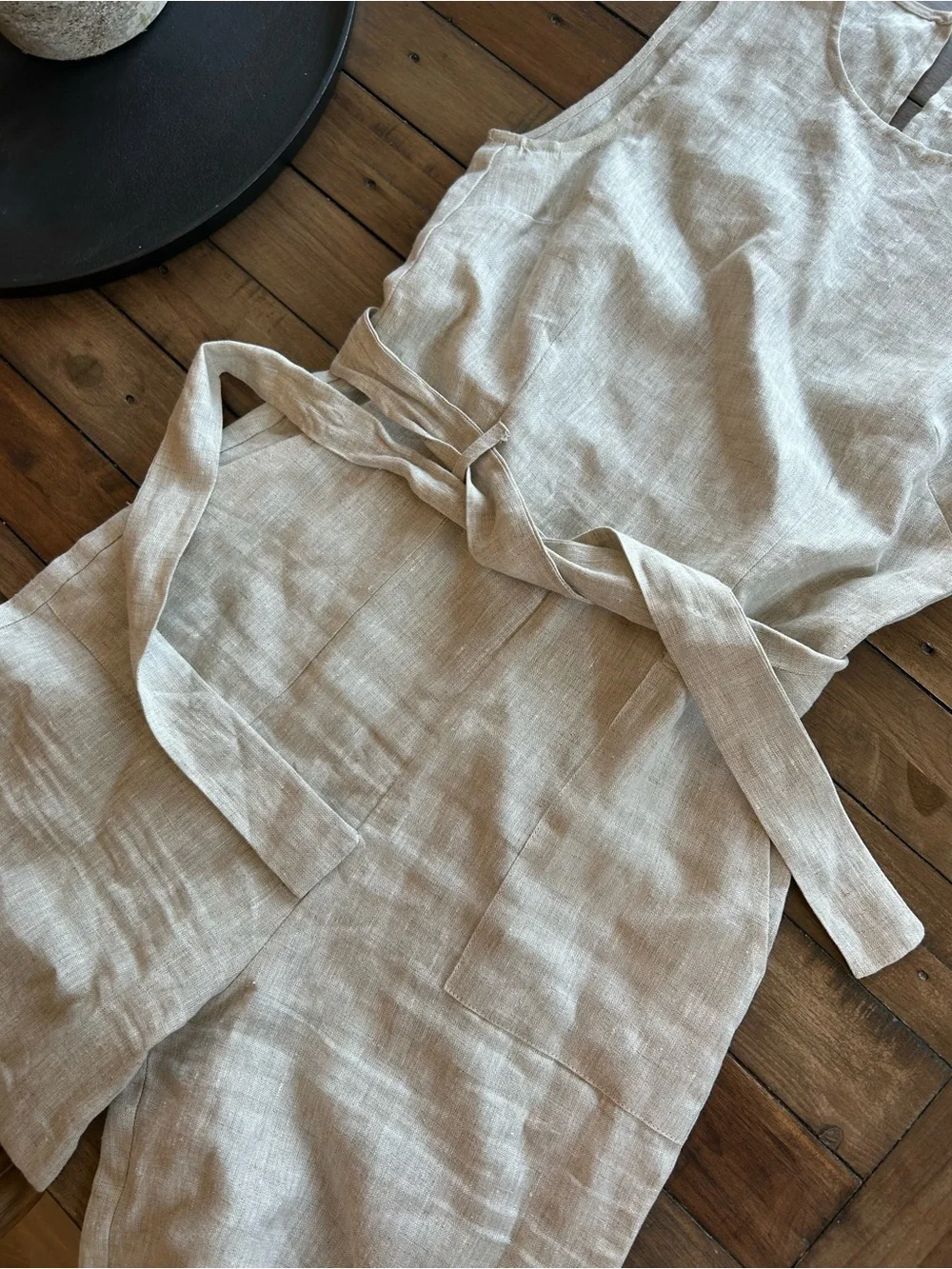 Reformation Naomi Linen Tan Belted Jumpsuit 6 Petite